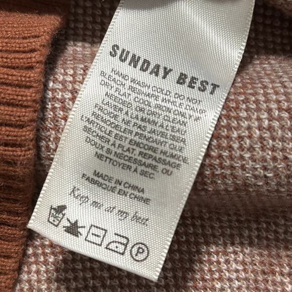 Aritzia Sunday Best size 3 70’s inspired retro brown geometric Patterned Sweater - Picture 6 of 10